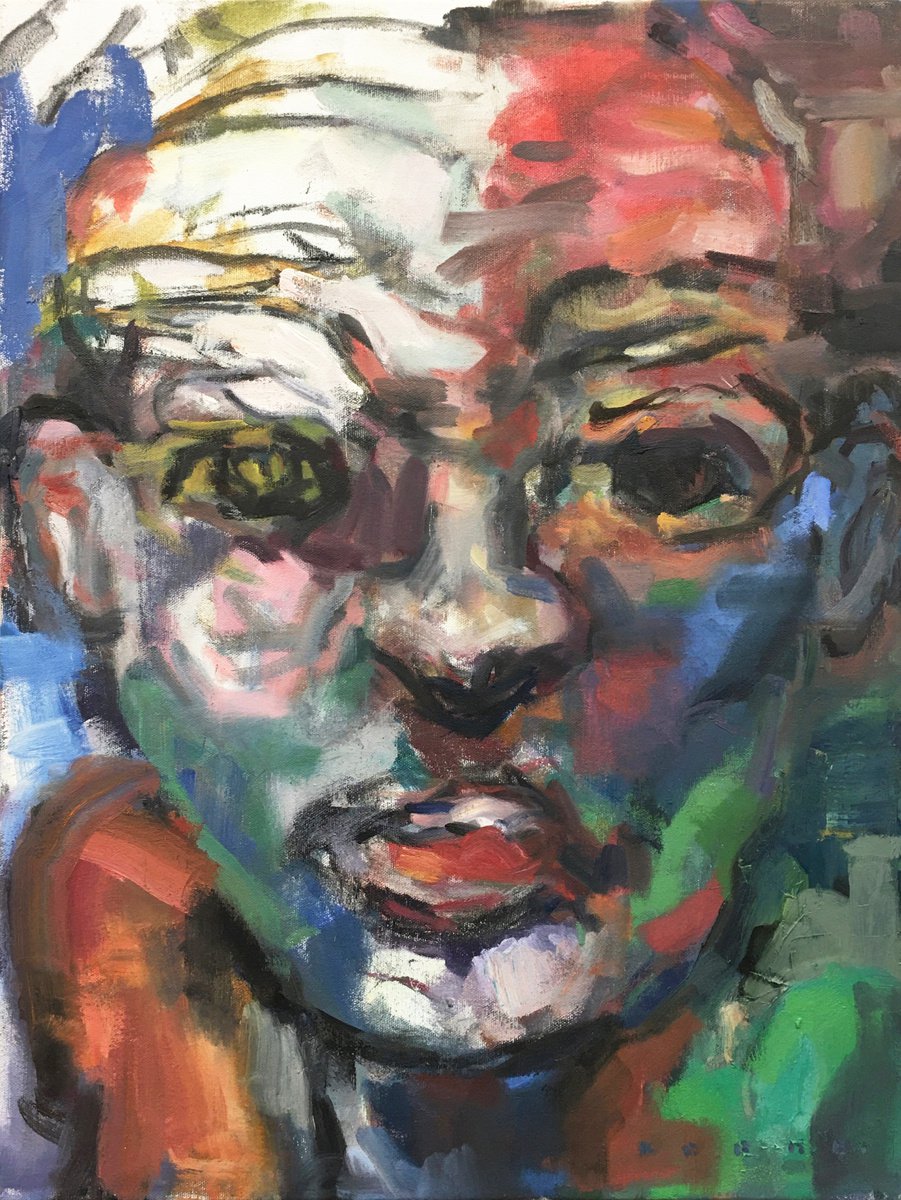 Expressive Portrait Oil Painting By Don Keene, 18 X 24, Face 19.01, Original Artwork