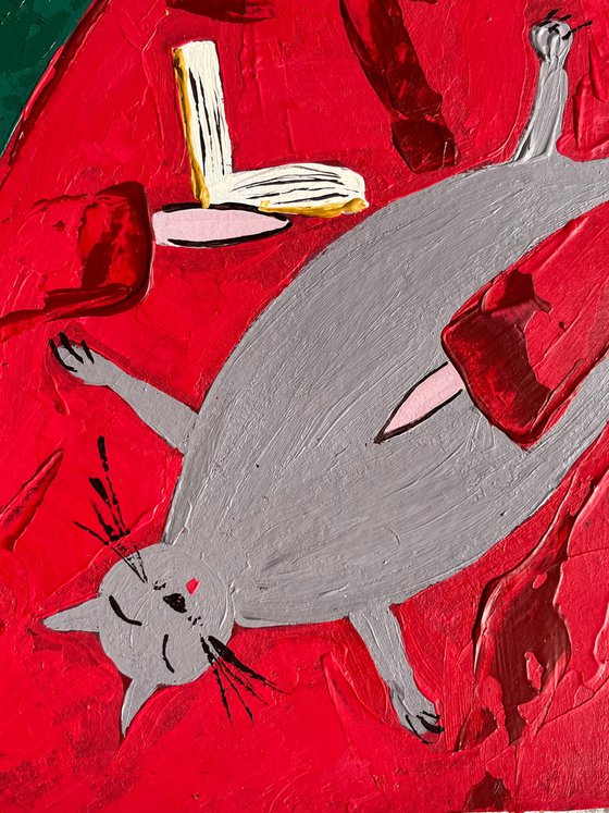 Woman Cat Original Painting