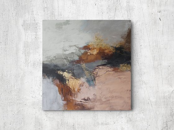 "Orange Flight" Gray cream brown art