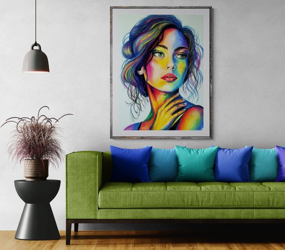 Colorstorm Muse - Oil Pastel Women Portrait