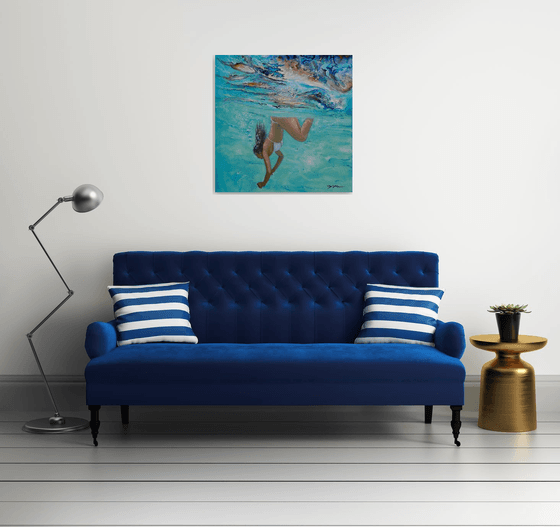 Swimming girl 32x32 in