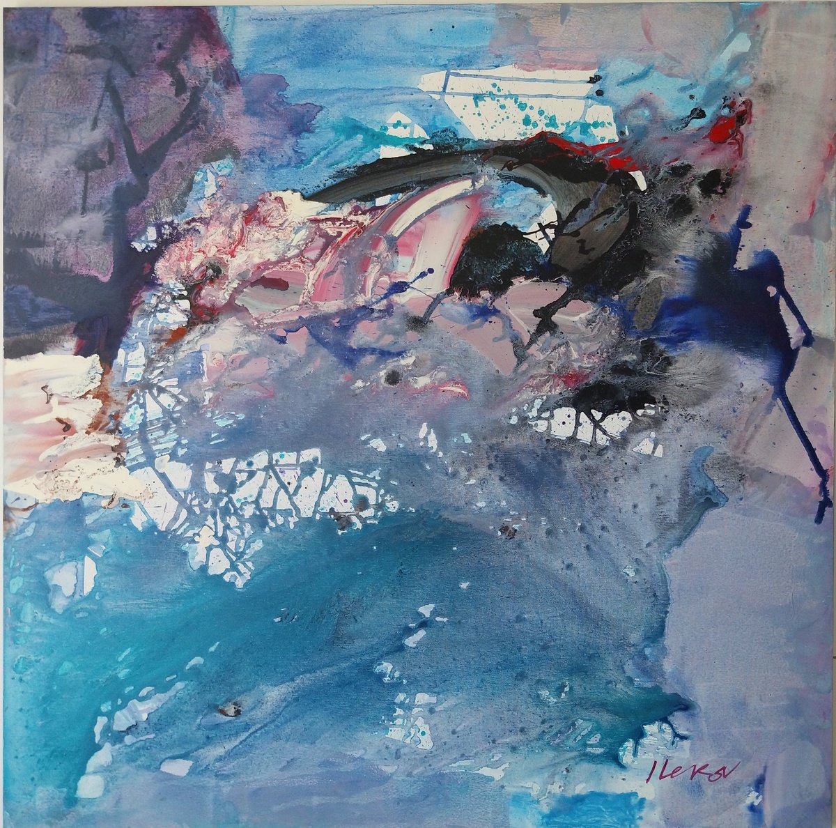 Abstract Acrylic Painting By Ivo Lekov, 39 X 39, Mood, Original Artwork