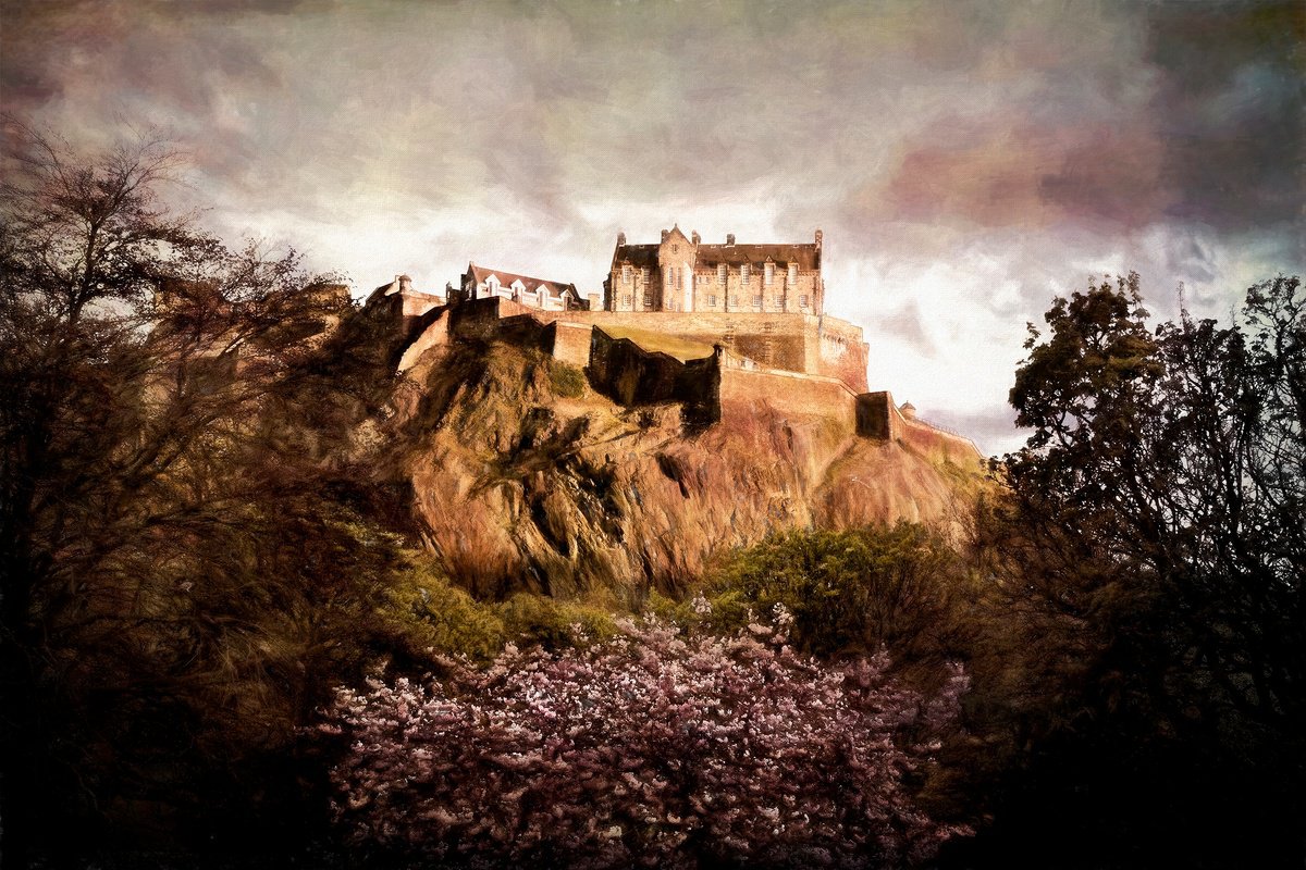 Impressionistic Cityscapes Giclee Print By Martin Fry, 21 X 15", Edinburgh Castle, Original Artwork
