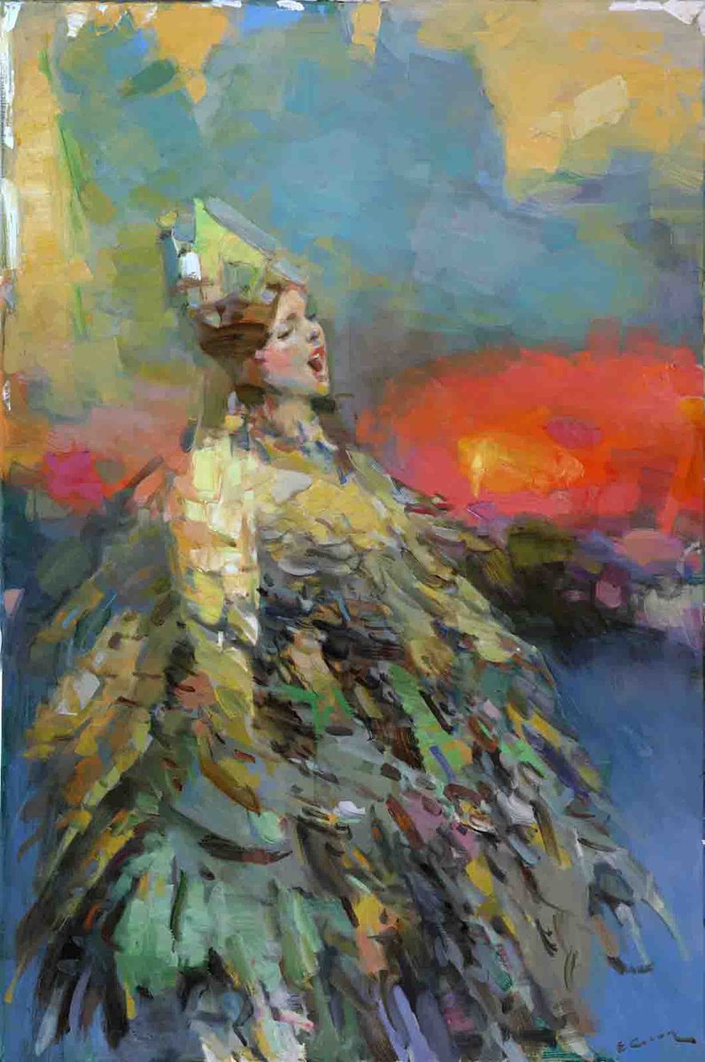 Expressive Oil Painting , Evening Song By Eugene Segal, 30 X 43, Artwork For Sale On Artfinder