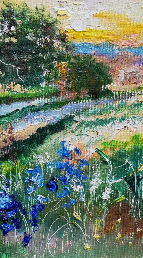 Landscape oil miniature by Annet Loginova