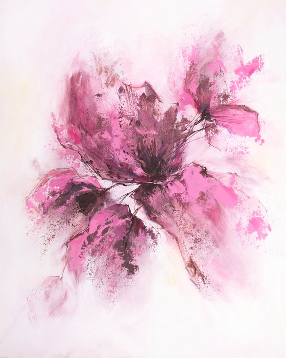 Purple abstract florals, loose flowers painting April
