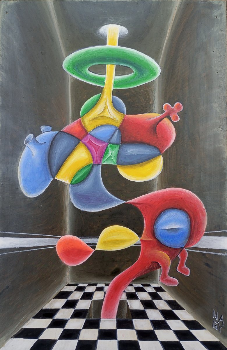 Abstract Acrylic Painting By Peter Nagy, 8 X 12", Sans Titre #1, Original Artwork