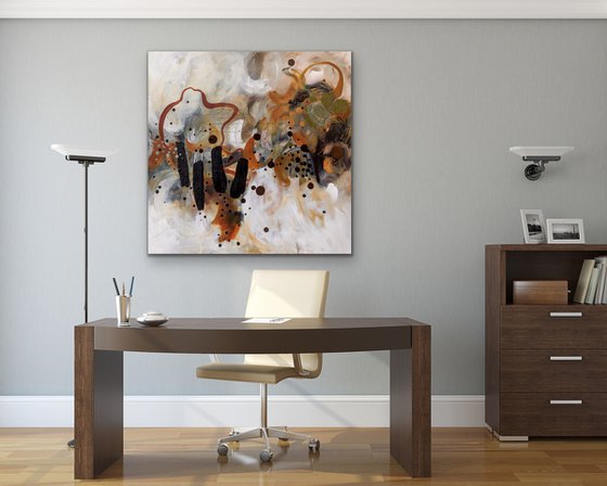 Ça pousse comme des champignons - Original bold abstract landscape on canvas - Ready to hang