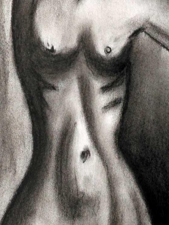 Sketch woman nude 3 charcoal drawing black monochrome artwork