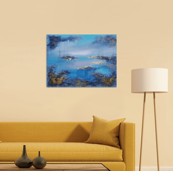 A large original modern abstract structured mixed media painting "Calmness" from "Tenderness" Series