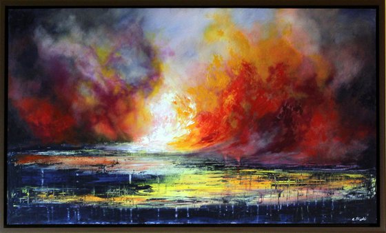 The Wrath  of Angels - large framed abstract painting