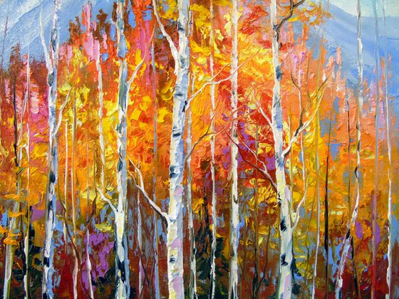 Birches by the mountains