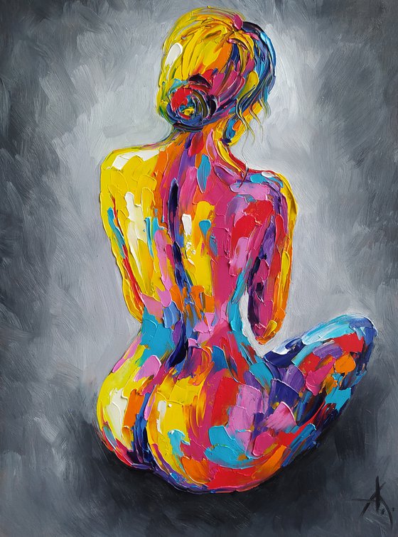 Woman body - nude, erotic, body, woman, woman body, oil painting, gift for him, gift for man, nu