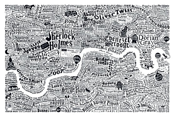 LITERARY LONDON MAP (Large White)
