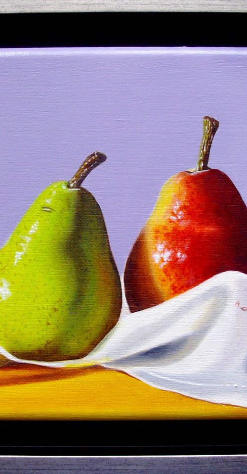 2 pears on cloth by Jean-Pierre Walter