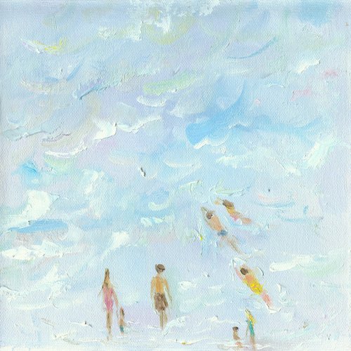 Summer day on the beach - swimming and sunbathing in the sea by Anna Miklashevich
