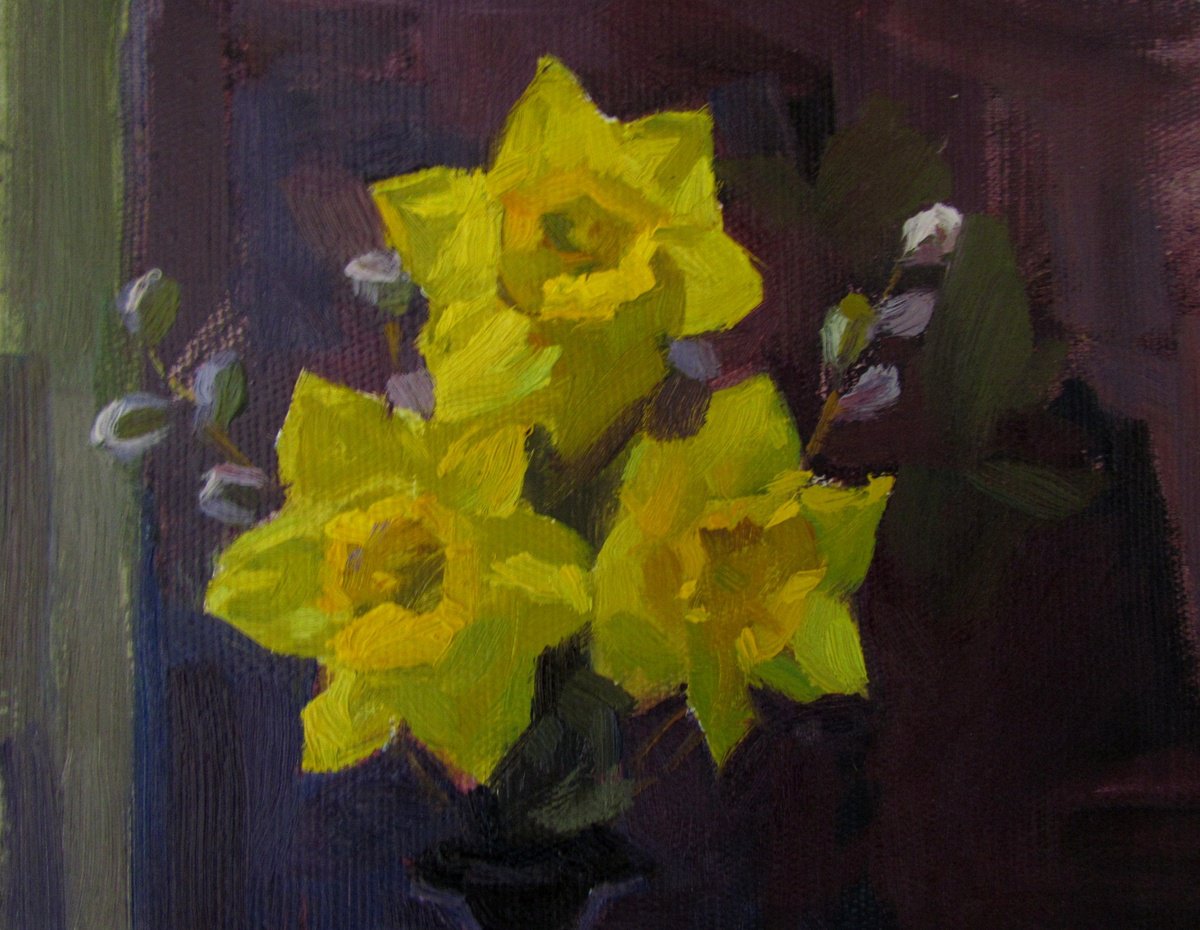 Photorealistic Oil Painting , Daffodils And Lemon By Viktoriia Pidvarchan, 8 X 12, Artwork For Sale On Artfinder