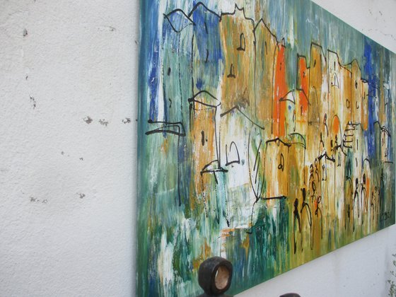 mediterrian citylife xl Acrylpainting 31,4 x 55,2 inch
