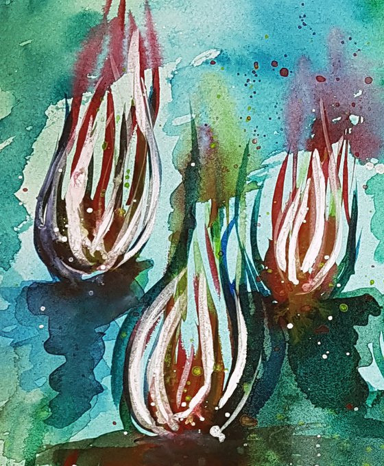 "Flower magic" Floral Painting. Abstract Flowers Painting.