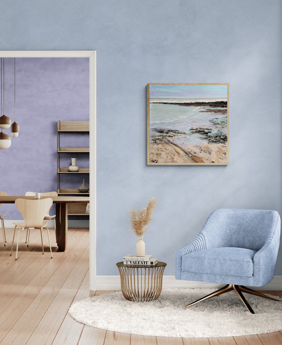 Impressionistic Landscape Painting By Nikki Wheeler, 30 X 30", Wave Lines, Original Artwork