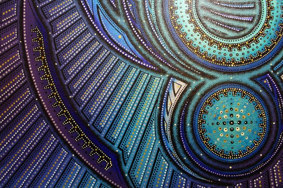 Contemporary painting: Iridescent blue cycle