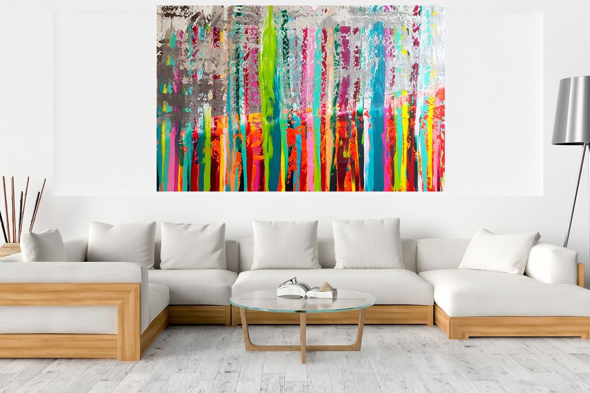 Flames of childhood - XXL colorful abstract painting by Ivana Olbricht