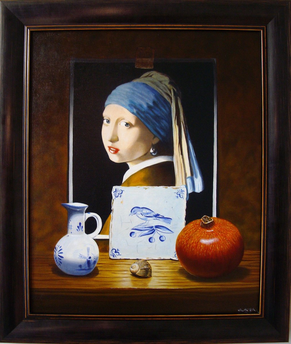 The girl from Delft with pomegranate by Jean-Pierre Walter