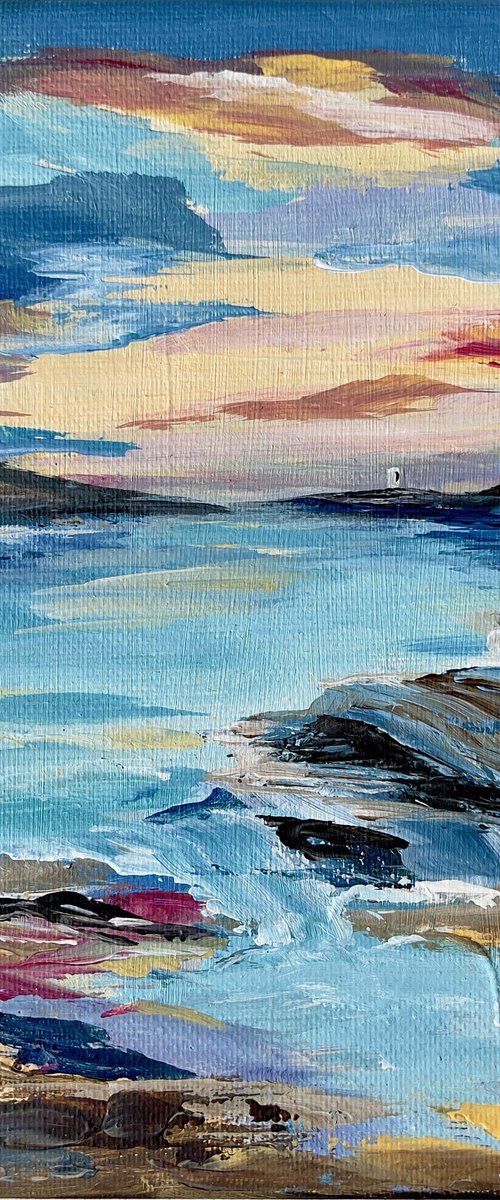 Abstract Sunrise over the Watchtower at the Inlet by Marja Brown