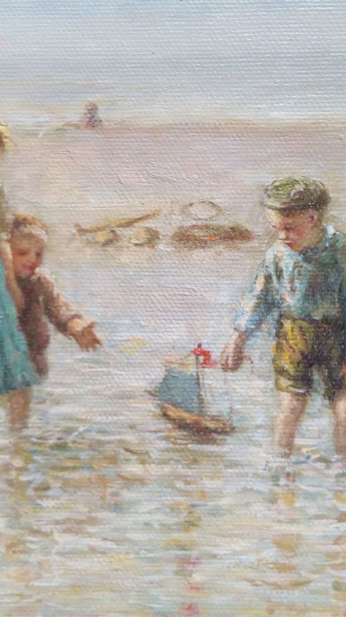 Miniature Beach scene by GOUYETTE jean-michel