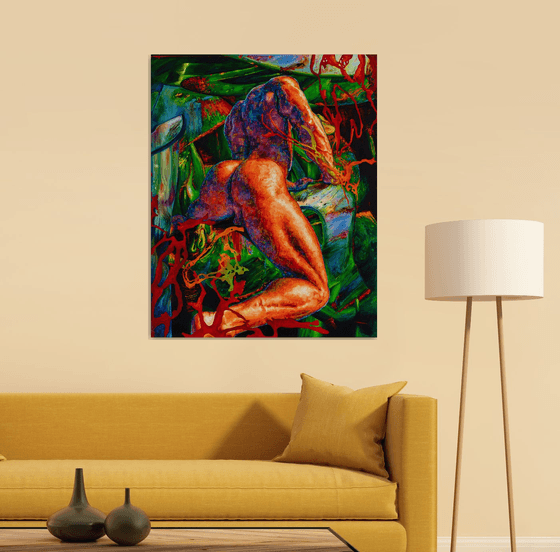 Nude on a Green Background