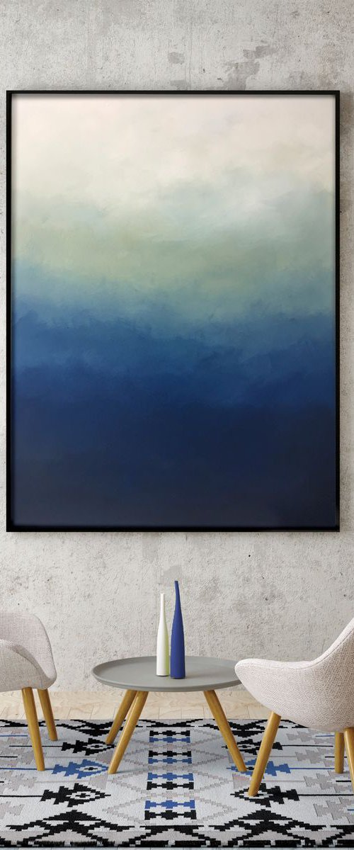 Abstract Blue Ombre 30" x 40" by Nicolette Capuano