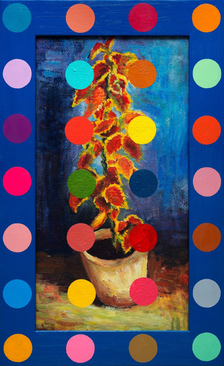 Urban And Pop Botanical Painting By Oleksandr Balbyshev, 15 X 24", Spot Coleus, Original Artwork