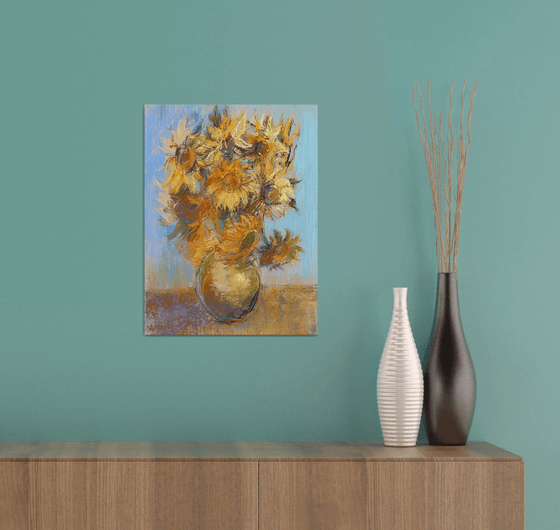 Sunflowers in a vase. Inspired by Van Gogh