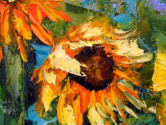 Sunflowers in the wind