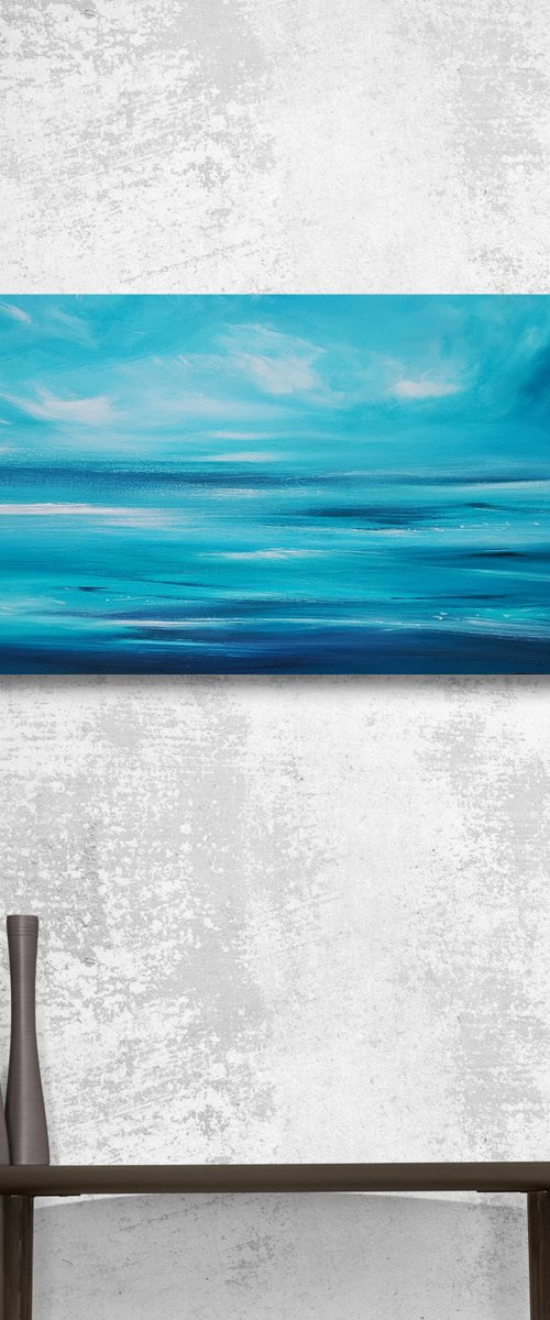 For the Love of Blue 2- seascape, emotional, panoramic by Mel Graham
