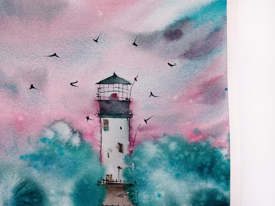 Seascape painting/ Lighthouse painting