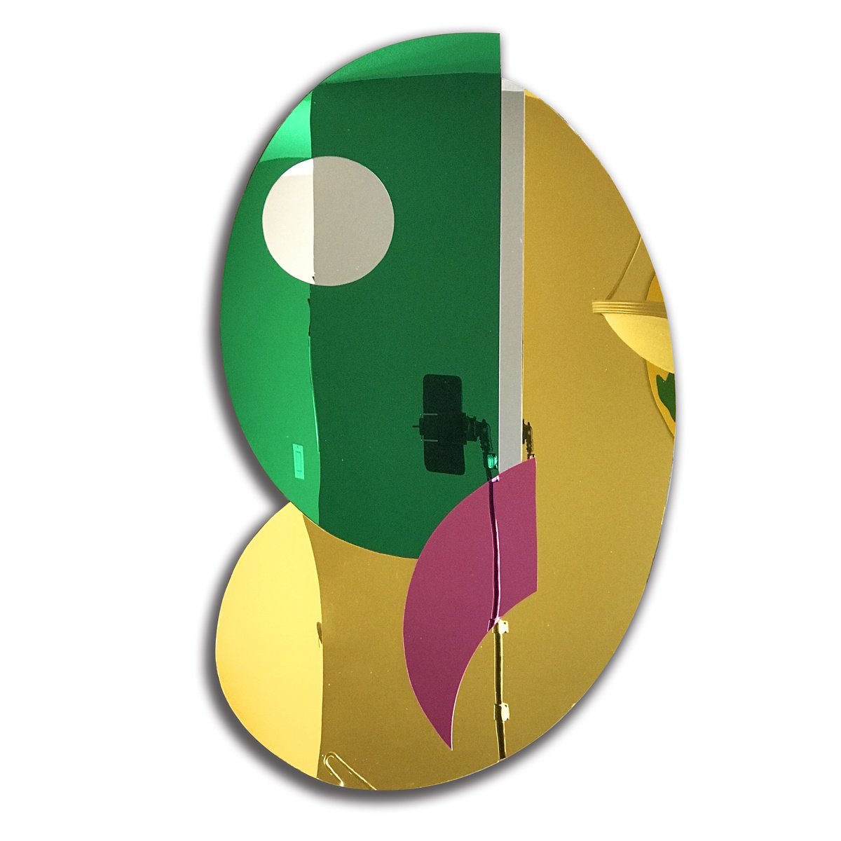 Geometric Abstract Collage By Dong Su, 16 X 26, Lyrical Curves, Original Artwork