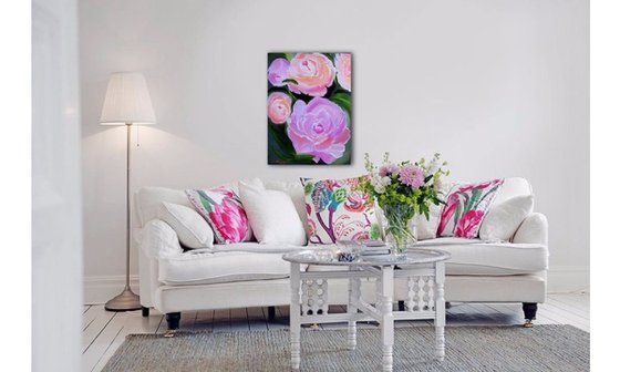 Peony. Original Oil Painting on Canvas. 18" x 24". 46 x 61 cm.