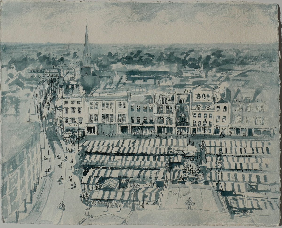 Cambridge Rooftops and Market place - a Church View by Hannah Bruce