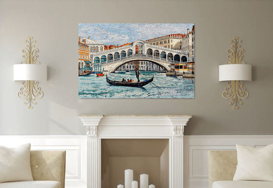 Venice, Rialto Bridge, Impasto, 140 x 90 cm