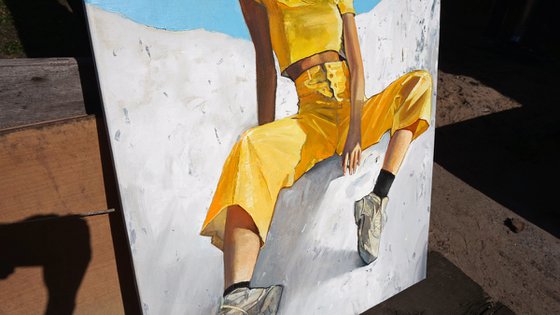 "Girl in a yellow suit" Painting by Anastasia Balabina