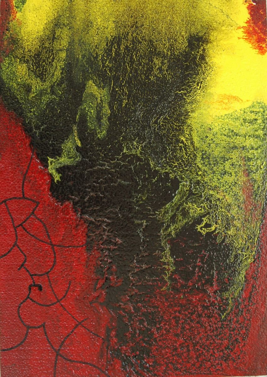 Abstract Landscape Acrylic Painting By Cb., 21 X 15, Abstract 12, Original Artwork