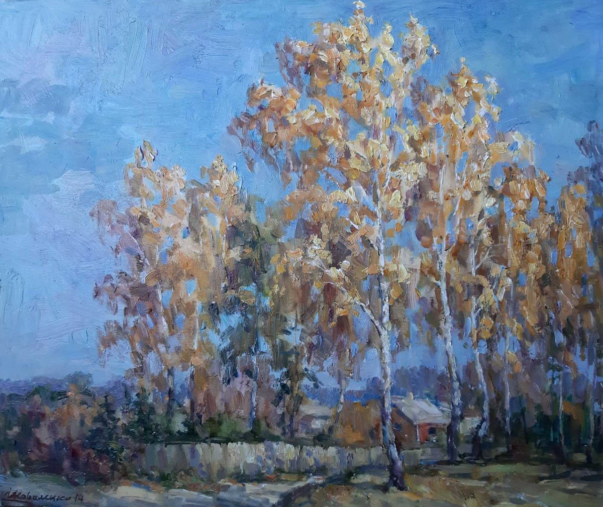 Impressionistic Landscape Oil Painting By Ivan Kovalenko, 24 X 20, Is Partying, Original Artwork
