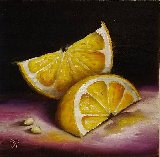 Lemon slices framed still life