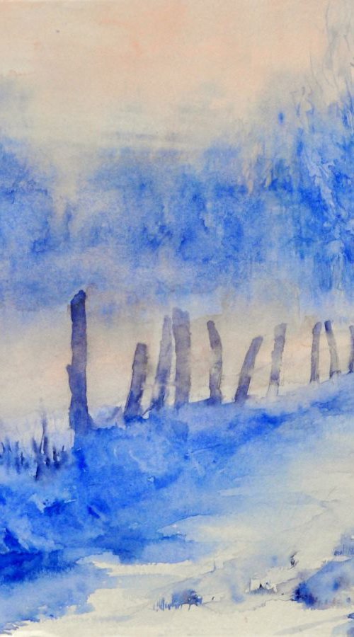 A PATH IN FOG original watercolour 40x30 by Beata van Wijngaarden