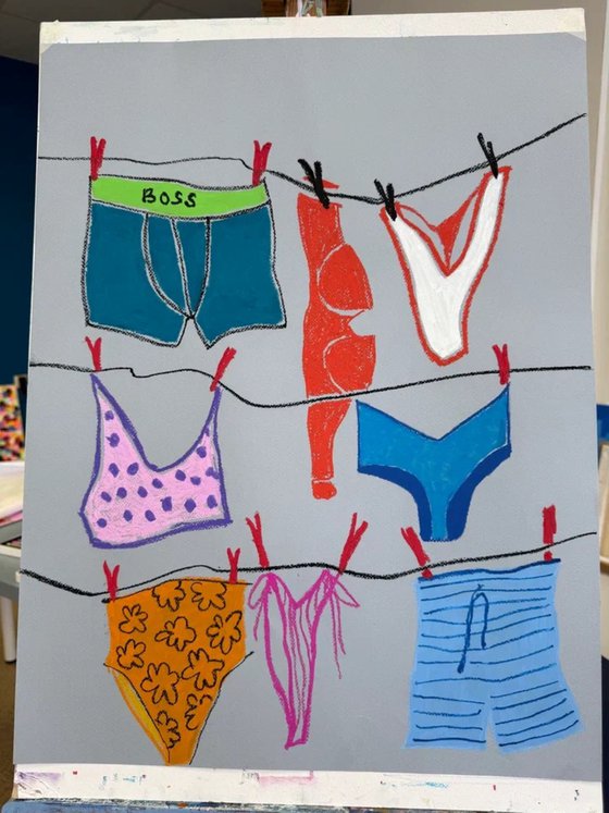 Playful Underwear Illustration