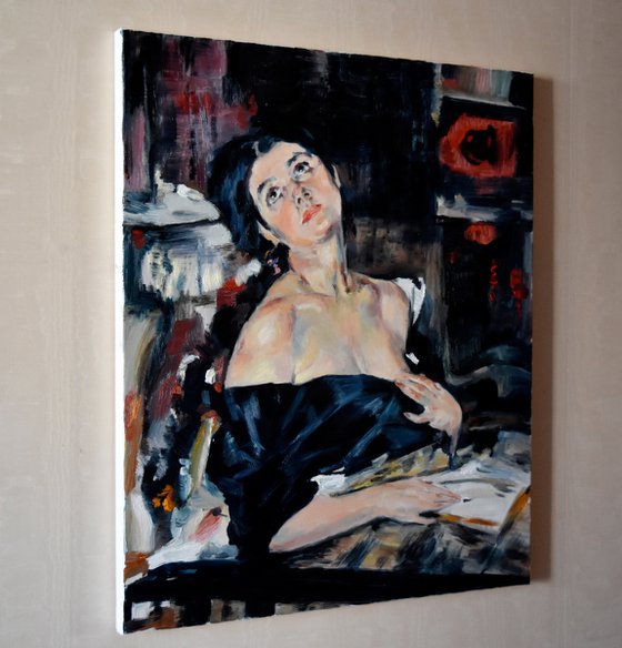 Work of study: "Lady in Black" by Nicolai Fechin