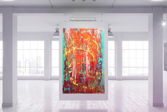 Dancing in the Fire - XL colorful palette knife painting