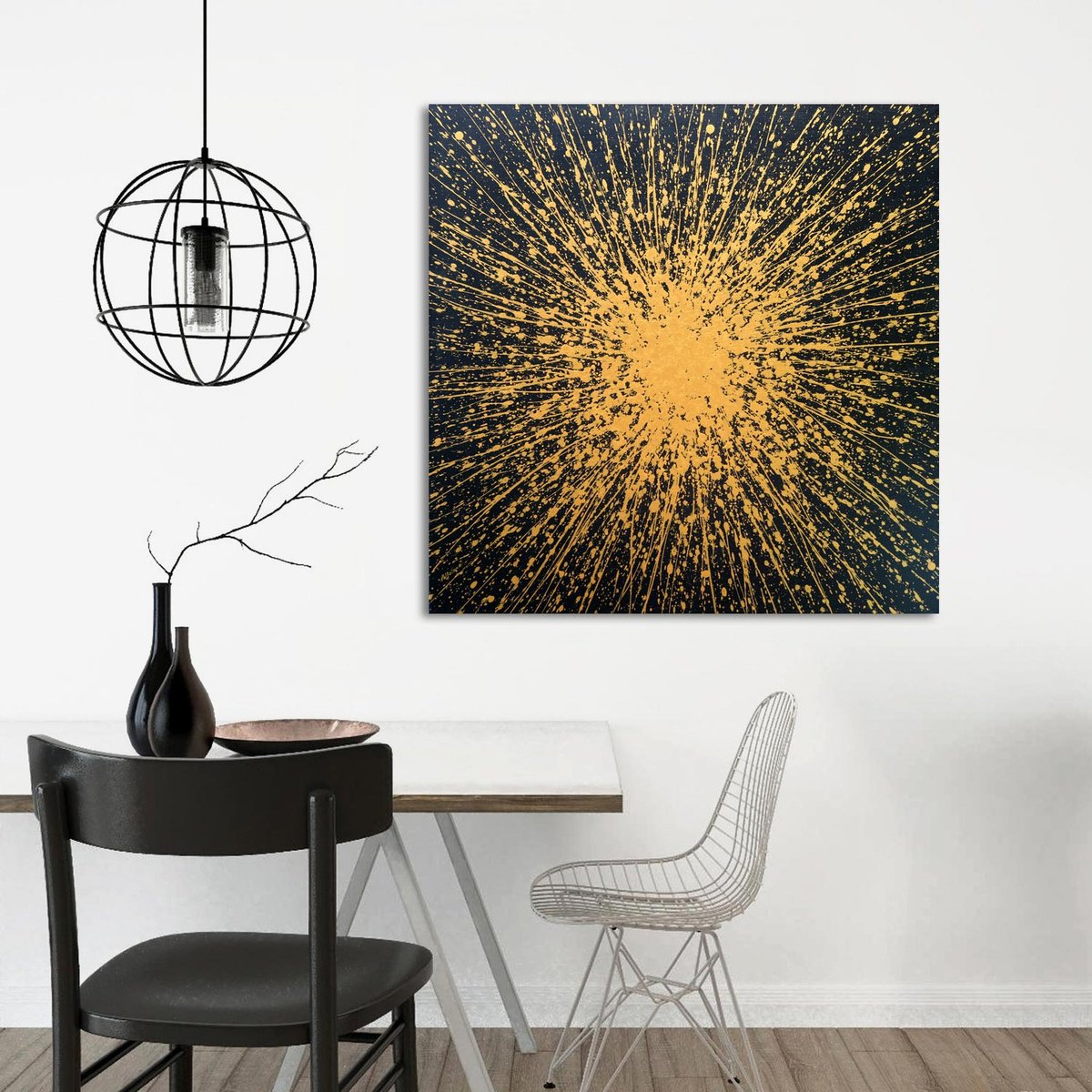 Abstract Acrylic Painting By Isabelle Pelletane, 24 X 24, Gold Star, Original Artwork