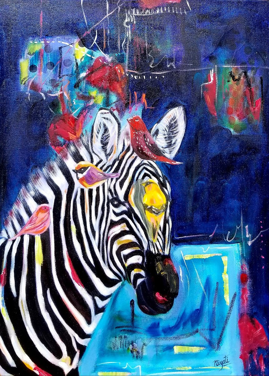 Expressive Animal Oil Painting By Niyati Jiwani, 18 X 24", A Close Alliance, Original Artwork